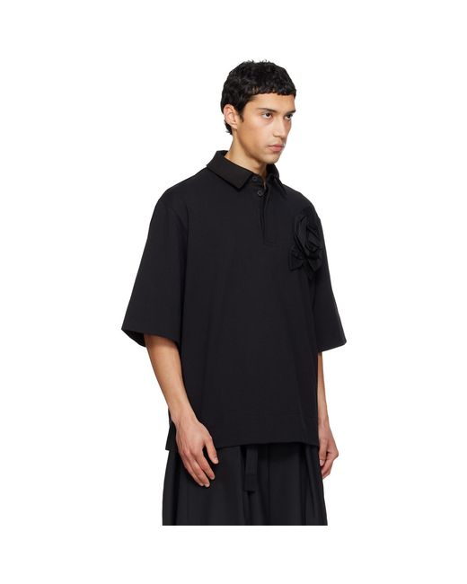 Simone Rocha Black Pressed Rosette Rugby Jersey Polo for men