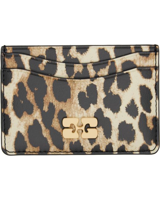 Ganni Metallic Leopard Printed Bou Card Holder