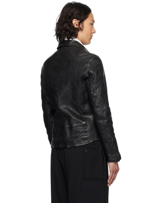 Yohji Yamamoto Black Backlash Edition Calf Single Riders Leather Jacket for men