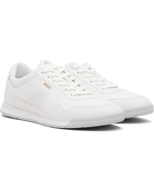 Boss Black Leather Logo Sneakers for men