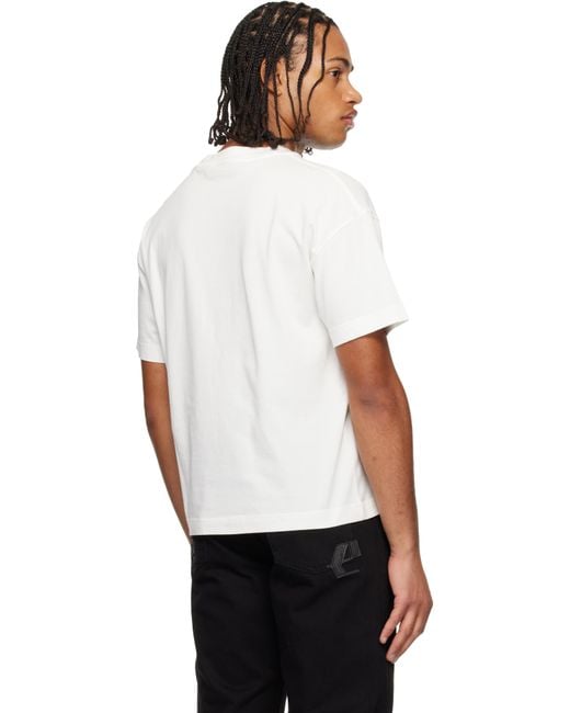 Palm Angels White Off- Curved Logo T-Shirt for men