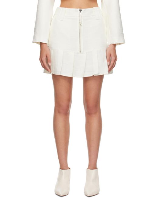 Ganni Off-white Slub Miniskirt
