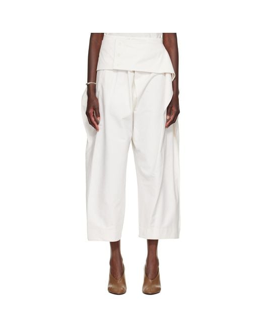 Issey Miyake White Off- Grainy Trousers