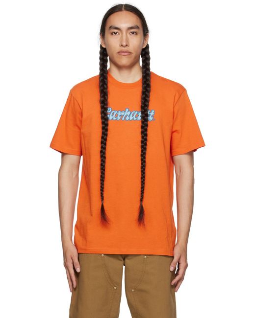 Carhartt Orange Liquid Script T-shirt for men
