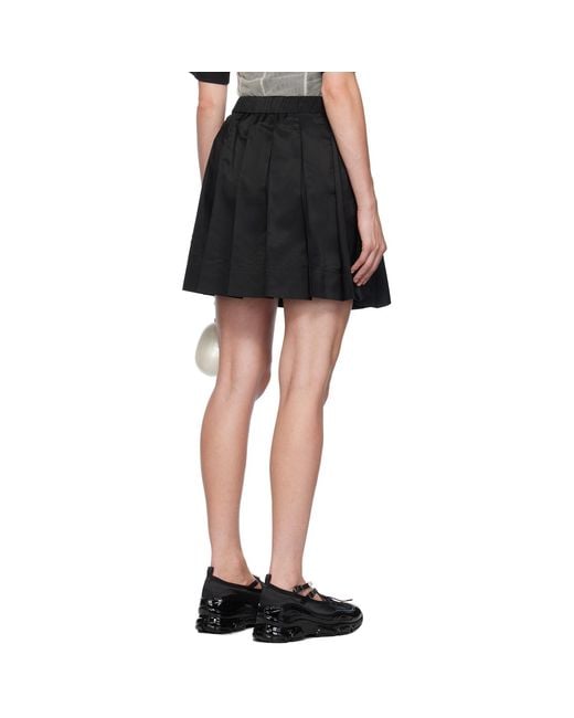 Simone Rocha Black Mini Pleated Elasticated Waist Kilt Skirt