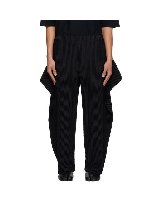 Homme Plissé Issey Miyake Black Cover And Fold Trousers for men