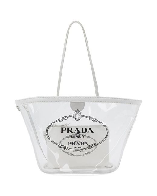 Prada Transparent And White Pvc Tote