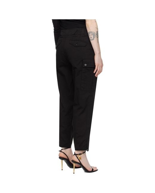 Tom Ford Black Pleated Cargo Trousers