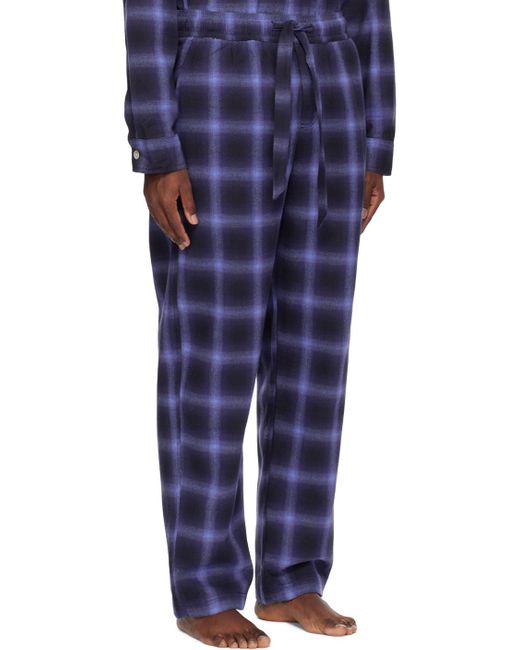 Tekla Blue Plaid Pyjama Pants for men