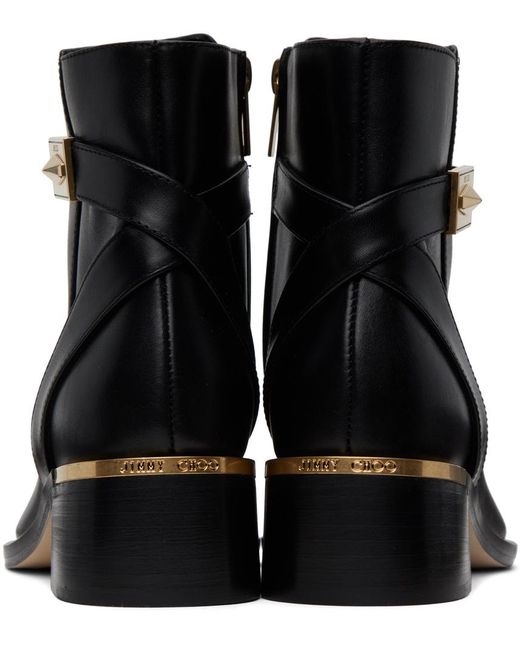 Jimmy Choo Black Diantha 45 Brand-plaque Leather Heeled Ankle Boots