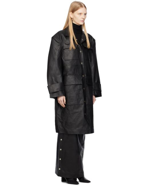 REMAIN Birger Christensen Black Drapy Leather Jacket