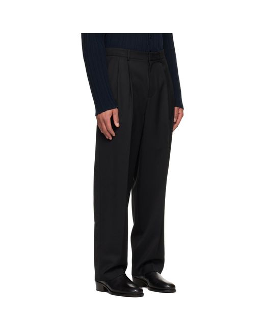 LE17SEPTEMBRE Black Two Tuck Wool Trousers for men