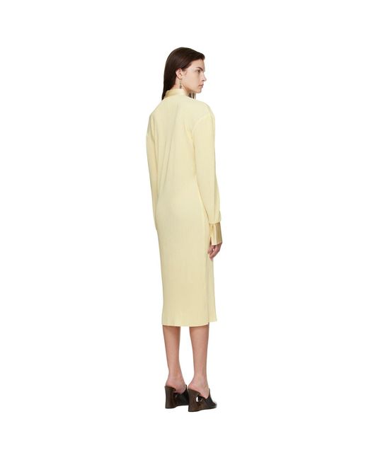 Robe midi jaune en polyester Atlein en coloris Black
