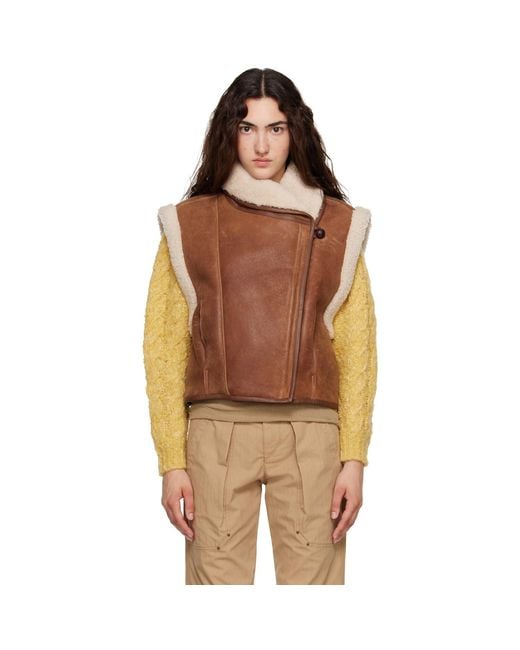 Isabel Marant Brown Alime Shearling Vest