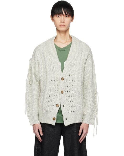 Guess USA White Lace-up Cardigan for men