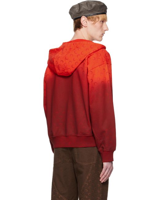 MARINE SERRE Red Moon Faded Fleece Zipped Hoodie for men