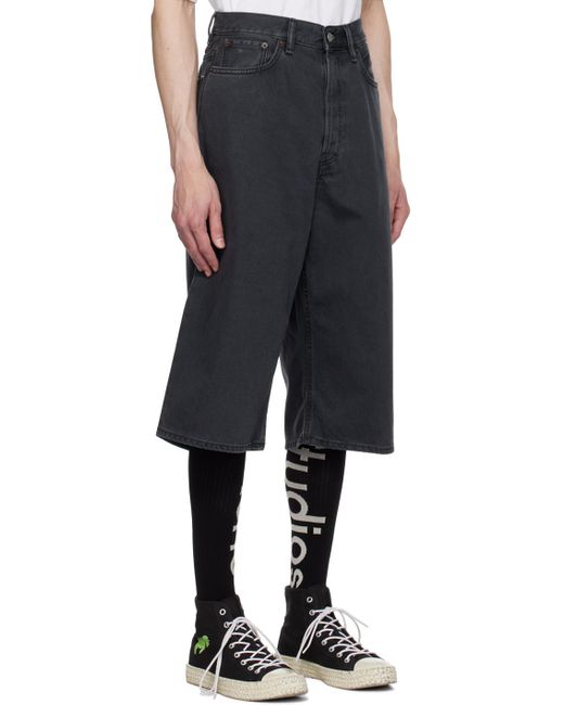 Acne Black Gray Five-pocket Denim Shorts for men