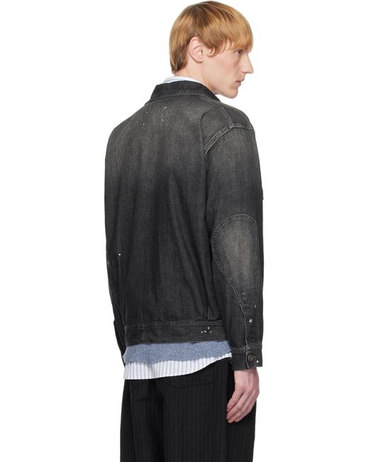 メンズ Maison Margiela ブラック ディストレス デニムジャケット Black