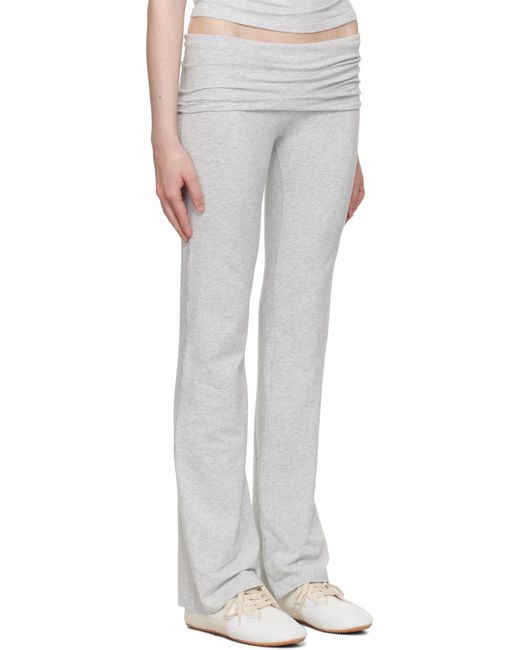 Skims White Cotton Jersey Foldover Lounge Pants