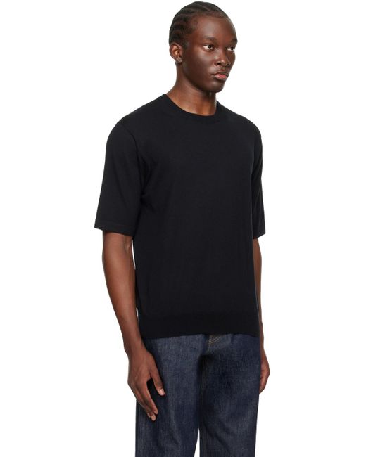T-shirt noir en tricot à haute torsion Auralee pour homme en coloris Black