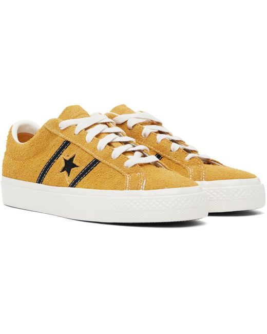 Converse Black Yellow One Star Academy Pro Suede Low Top Sneakers for men