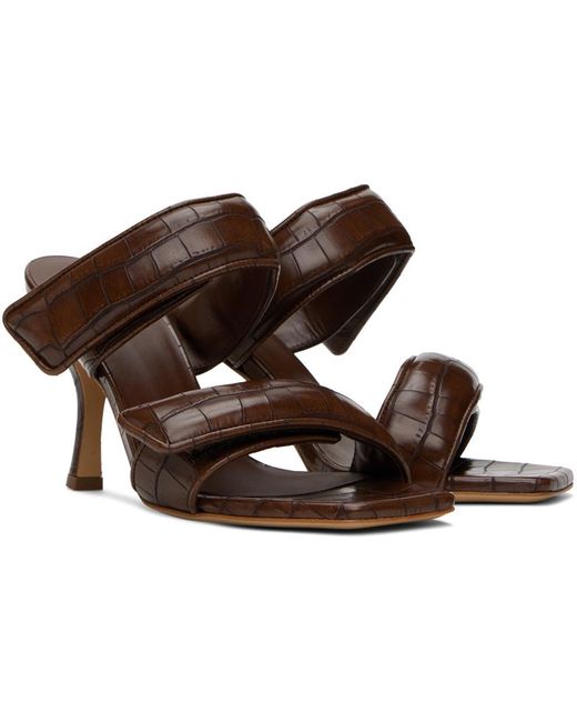 Sandales à talon aiguille perni 03 brunes gaufrées façon croco Gia Borghini en coloris Black