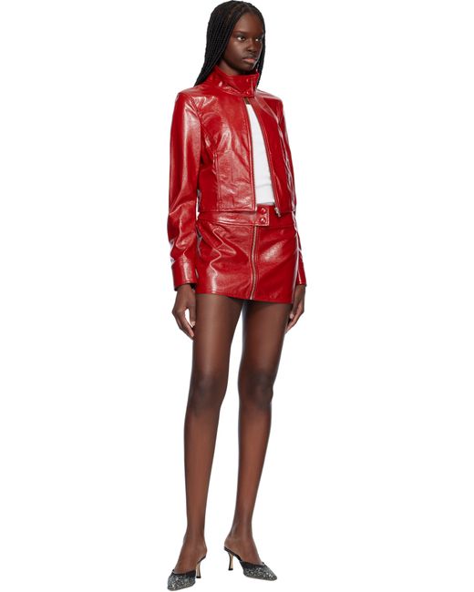 Stand Studio Red Tara Faux-Leather Miniskirt
