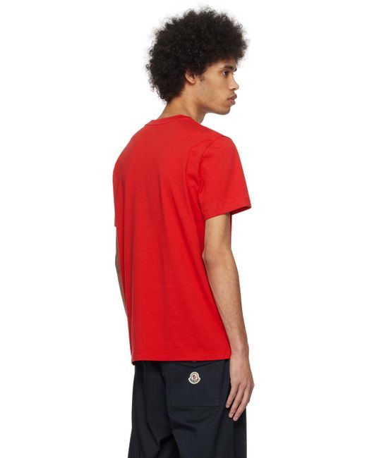 メンズ Moncler レッド フロックロゴ Tシャツ Red
