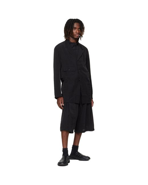 Y-3 Black Crinkled Viscose Chore Blazer for men