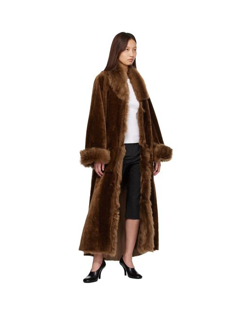 Nour Hammour Brown Sima Shearling Coat