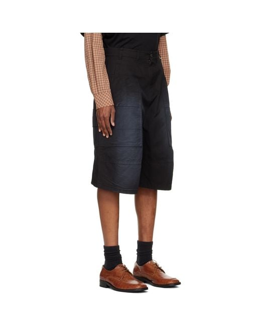 we11done Black Washed Bermuda Cargo Shorts for men
