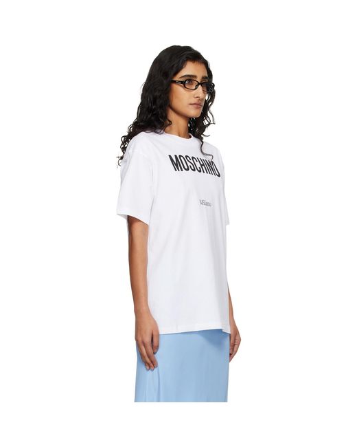 Moschino White Printed Organic Cotton Jersey T-Shirt