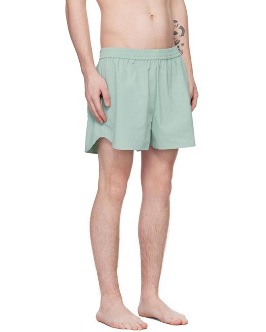 Acne Green Embroidered Swim Shorts for men
