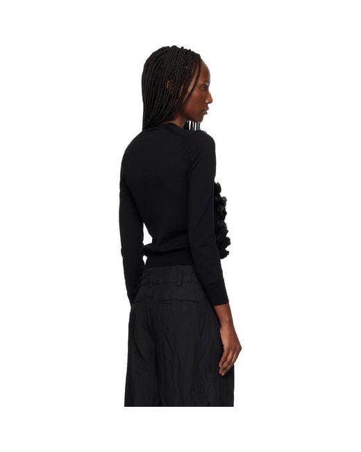 Comme des Garçons Black Lambswool Jersey X Flower Embroidery Crewneck Sweater