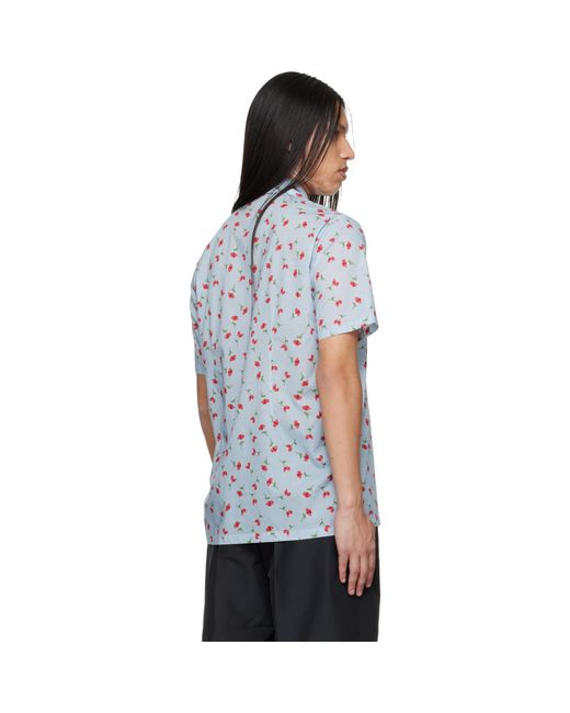 Jil Sander Blue Floral Print Shirt for men
