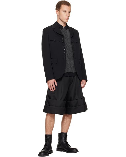 Comme des Garçons Black Wool Stripe Crewneck Sweater for men