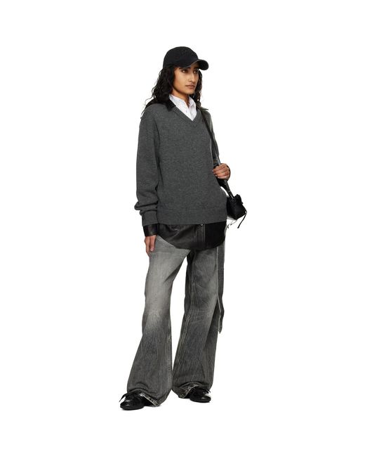 Acne Black Layered Wool Knit Sweater
