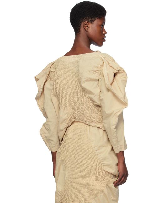 Issey Miyake Natural Beige Contraction Blouse