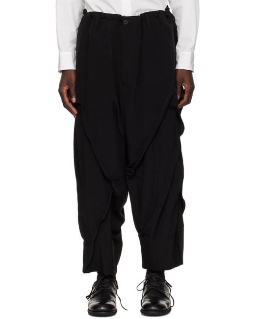 Yohji Yamamoto Black Gathe Trousers for men