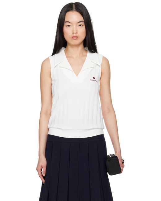 ShuShu/Tong White Striped Knit Sleeveless Top