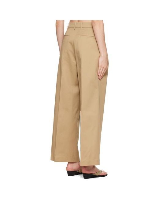 TONYWACK Natural Cotton Wide Leg Pleated Trousers