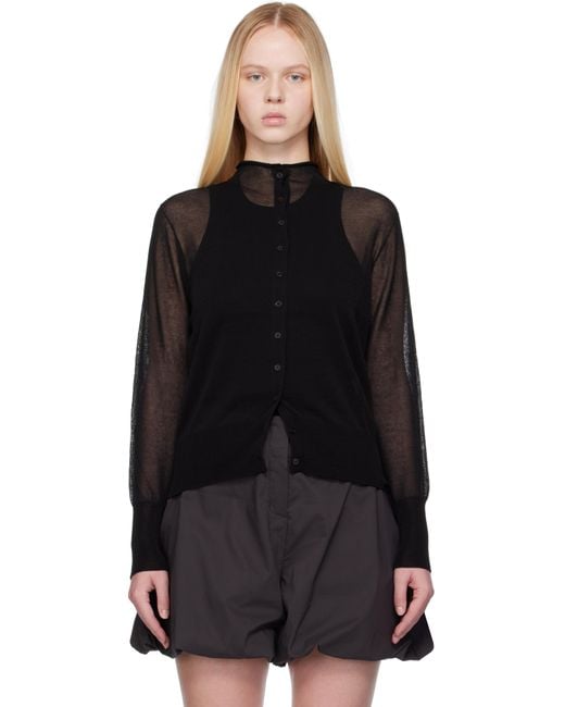 Amomento Black Wholegarment Sheer Cardigan
