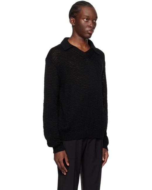 Helmut Lang Black Pointed Collar Sweater for men
