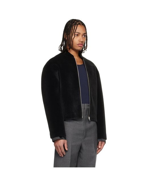 Jil Sander Black Zip Bomber Jacket for men