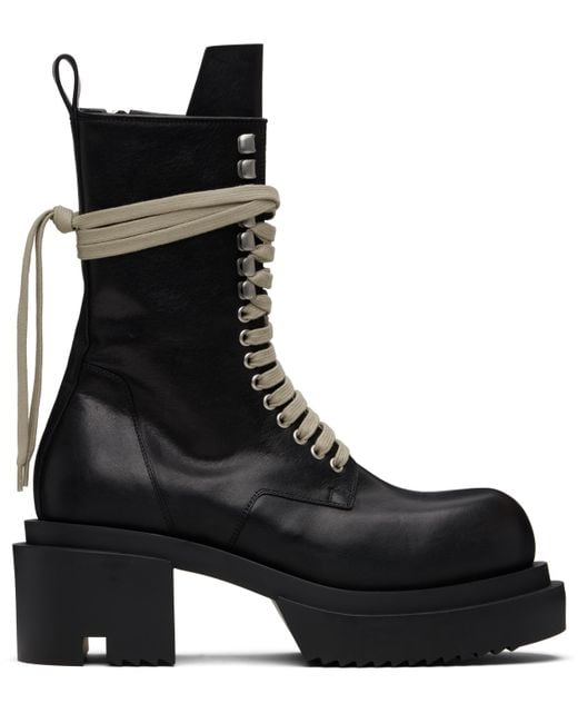 Rick Owens Black Concordians Lace-Up Bogun Boots for men