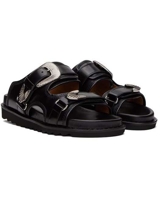 Toga Virilis Black Polished Sandals for men