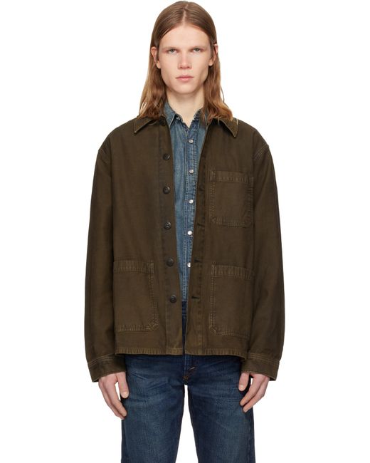 RRL Black Reverse-Sateen Overshirt for men