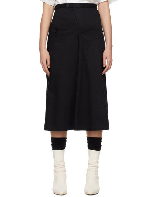 Y's Yohji Yamamoto Black Flare Midi Skirt