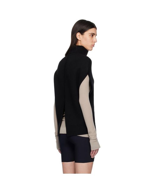 Totême  Black Double-Knit Cape Turtleneck