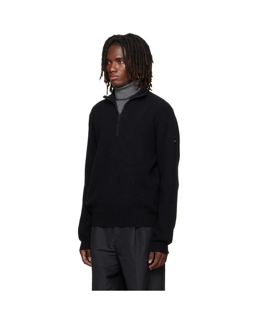 Canada Goose Black Mckinney Knit Quarter Zip Sweater for men